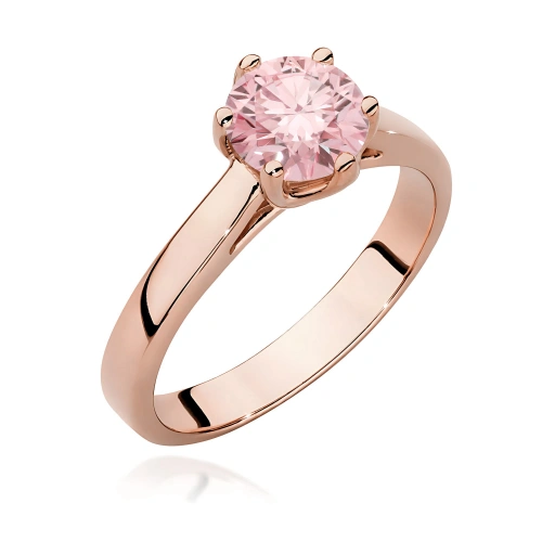Pierścionek W0540 Diament Laboratoryjny różowy 1,00ct różowe złoto