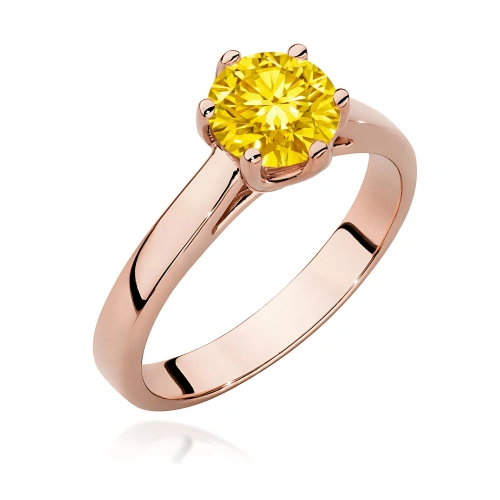 Pierścionek W0540 Diament Laboratoryjny żółty 1,00ct różowe złoto