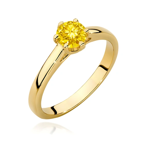 Pierścionek W0540 Diament Laboratoryjny żółty 0,50ct żółte złoto 375