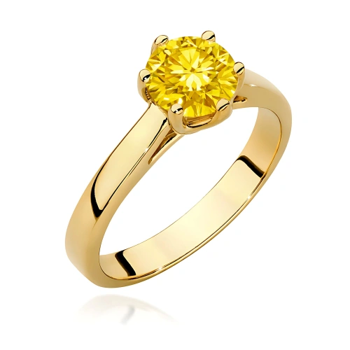 Pierścionek W0540 Diament Laboratoryjny żółty 1,00ct żółte złoto