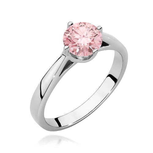 Pierścionek W0543 Diament Laboratoryjny różowy 1,00ct białe złoto 375