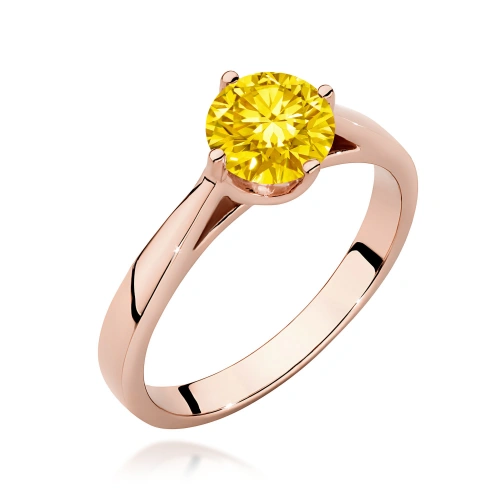 Pierścionek W0543 Diament Laboratoryjny żółty 1,00ct różowe złoto