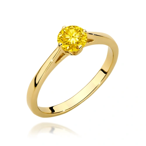 Pierścionek W0543 Diament Laboratoryjny żółty 0,50ct żółte złoto