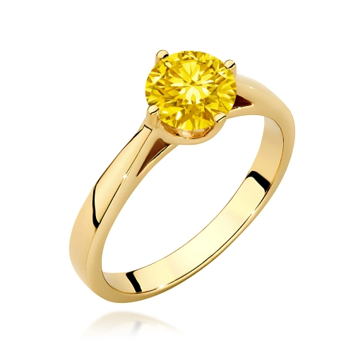 Pierścionek W0543 Diament Laboratoryjny żółty 1,00ct żółte złoto