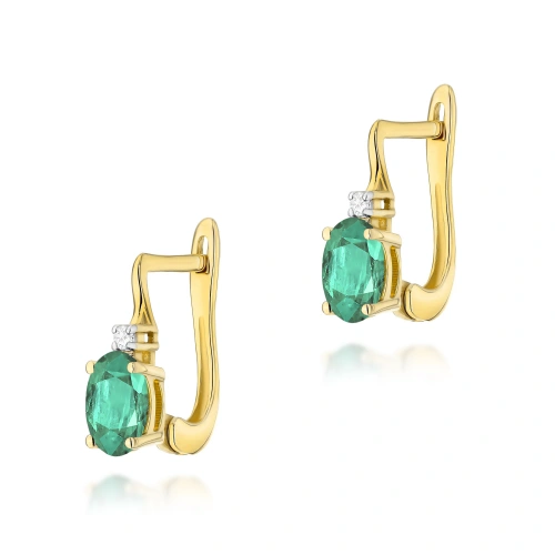 Auskarai K0011 Smaragdas 2 x 0,40ct Geltonas auksas