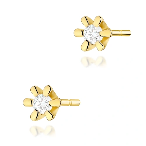Auskarai K0029 Deimantas 2 x 0,02ct Geltonas auksas