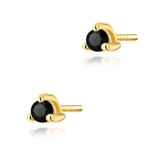 Auskarai K0035 Juodas deimantas 2 x 0,04ct Geltonas auksas