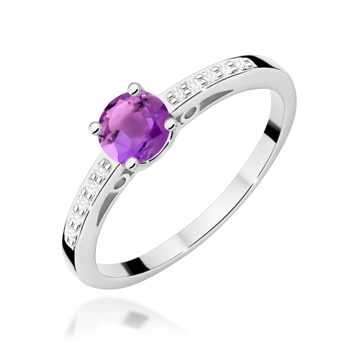 Prsteň W0066 Ametyst 0,50ct Bielé zlato 375
