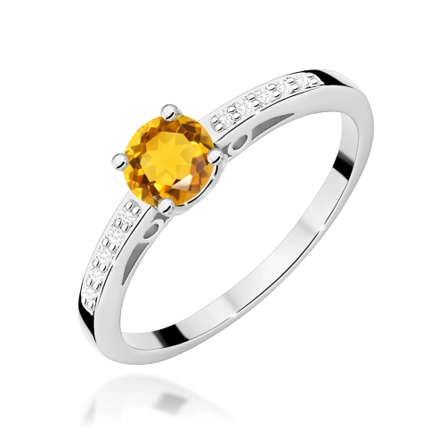 Žiedas W0066 Citrinas 0,50ct Baltas auksas