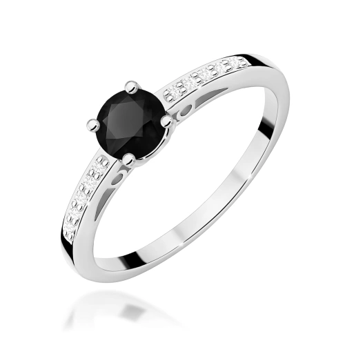 Žiedas W0066 Juodas deimantas 0,50ct Baltas auksas