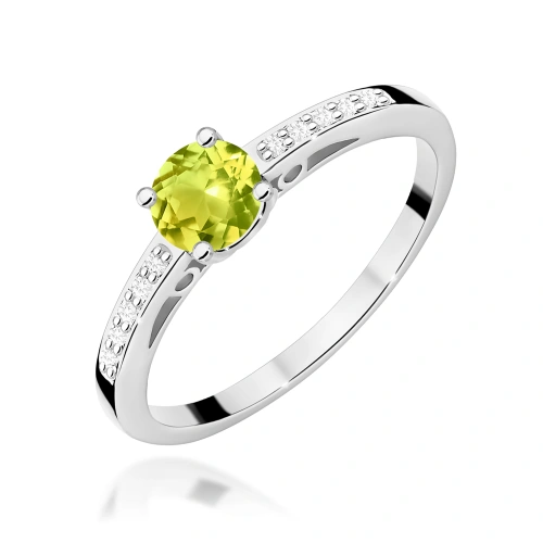 Žiedas W0066 Olivinas 0,60ct Baltas auksas