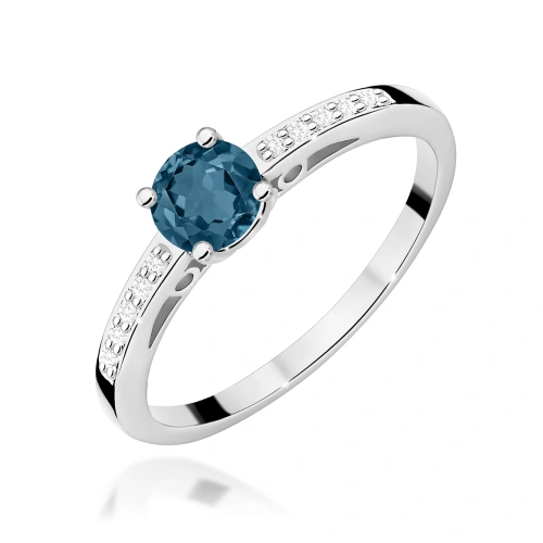Žiedas W0066 London Blue Topazas 0,50ct Baltas auksas 375