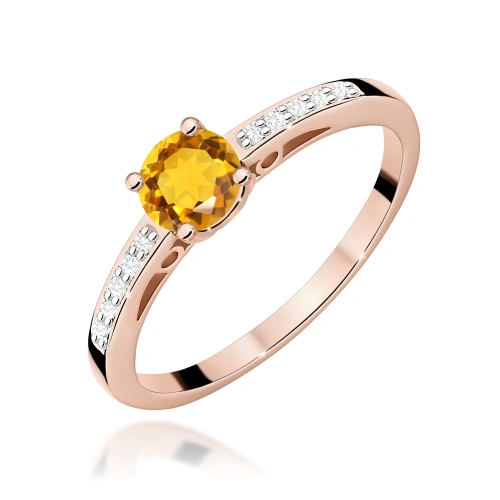 Žiedas W0066 Citrinas 0,50ct Rožinis auksas