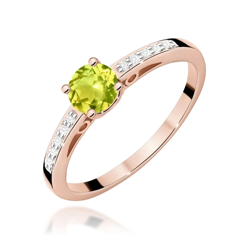Žiedas W0066 Olivinas 0,60ct Rožinis auksas