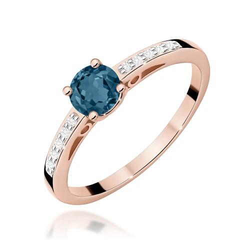 Žiedas W0066 London Blue Topazas 0,50ct Rožinis auksas