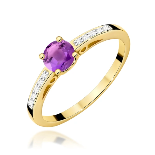 Žiedas W0066 Ametistas 0,50ct Geltonas auksas