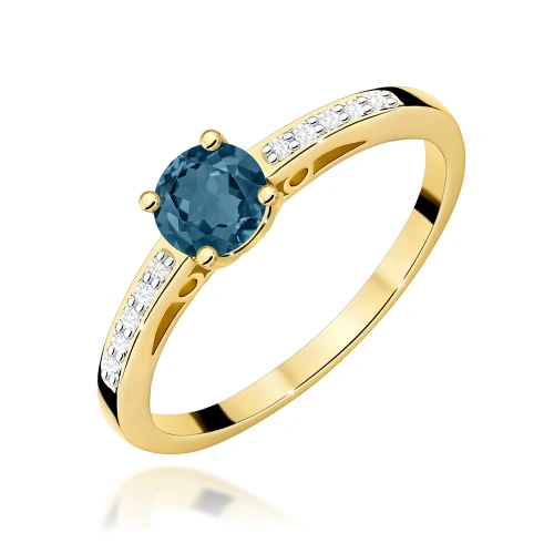 Žiedas W0066 London Blue Topazas 0,50ct Geltonas auksas 375