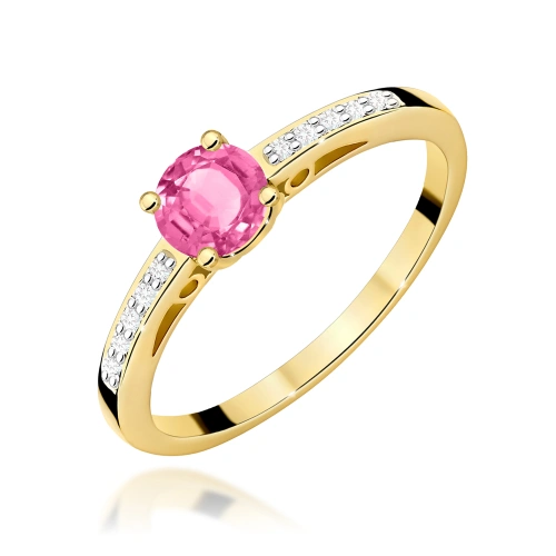 Žiedas W0066 Rožinis topazas 0,60ct Geltonas auksas