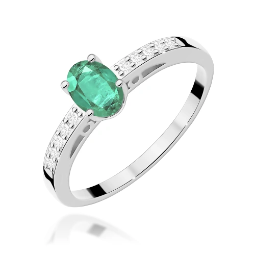 Žiedas W0067 Smaragdas 0,40ct Baltas auksas 375