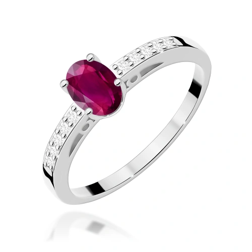 Žiedas W0067 Rodolitas 0,50ct Baltas auksas 375