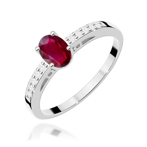 Žiedas W0067 Rubinas 0,60ct Baltas auksas