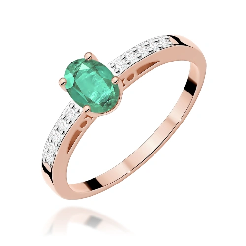 Žiedas W0067 Smaragdas 0,40ct Rožinis auksas