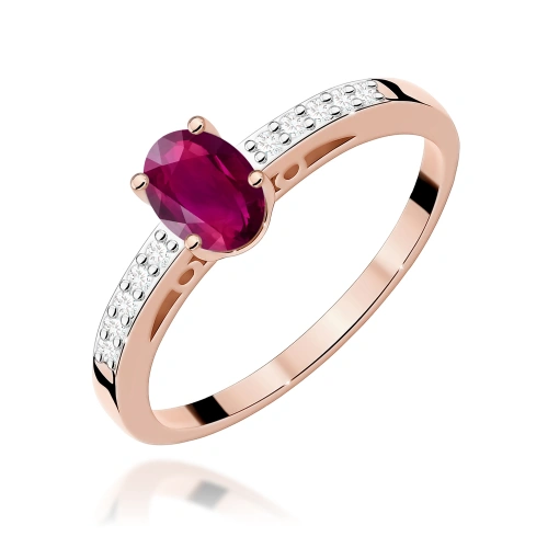 Žiedas W0067 Rodolitas 0,50ct Rožinis auksas