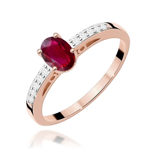 Žiedas W0067 Rubinas 0,60ct Rožinis auksas