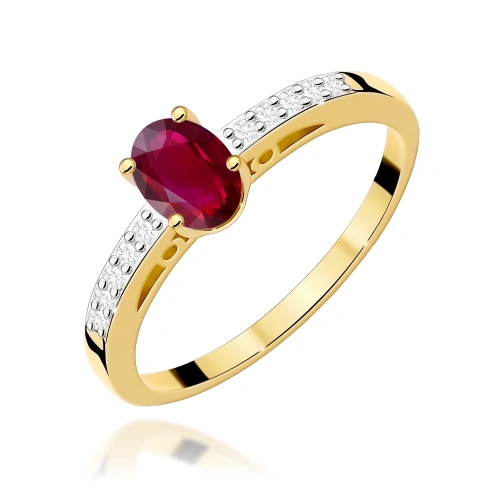 Žiedas W0067 Rubinas 0,60ct Geltonas auksas 375