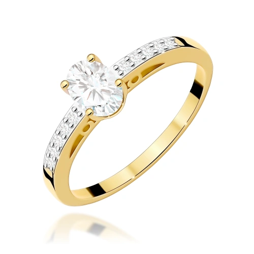 Žiedas W0067 Baltasis safyras 0,50ct Geltonas auksas