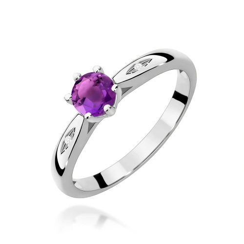 Žiedas W0074 Ametistas 0,50ct Baltas auksas 375