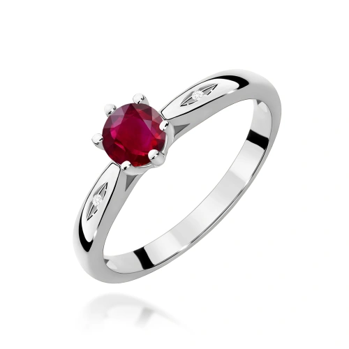 Žiedas W0074 Rubinas 0,60ct Baltas auksas 375