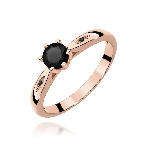 Prsteň W0074 Čierny diamant 0,50ct ružové zlato