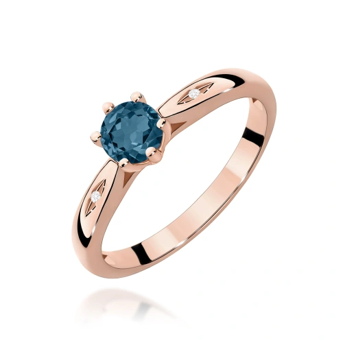 Žiedas W0074 London Blue Topazas 0,50ct Rožinis auksas