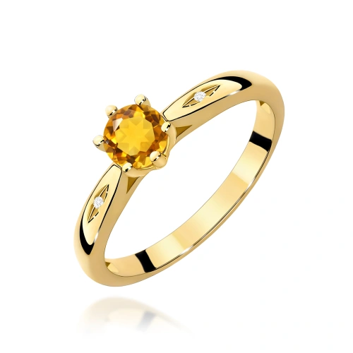 Žiedas W0074 Citrinas 0,50ct Geltonas auksas 375
