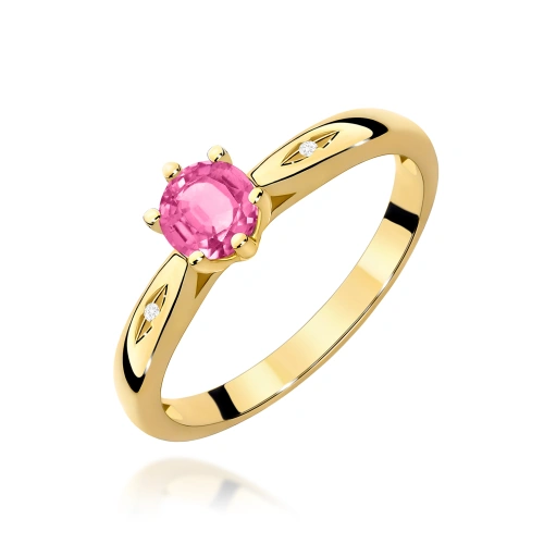 Žiedas W0074 Rožinis topazas 0,60ct Geltonas auksas