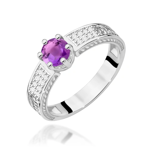 Žiedas W0075 Ametistas 0,50ct Baltas auksas 375