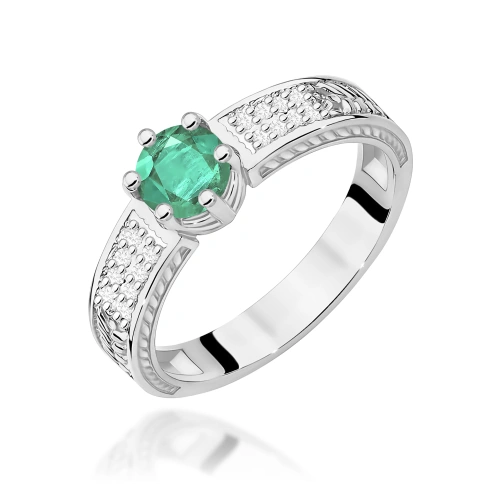 Pierścionek W0075 Szmaragd 0,50ct białe złoto