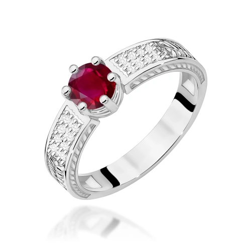 Pierścionek W0075 Rubin 0,60ct białe złoto 375
