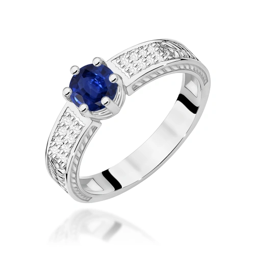 Pierścionek W0075 Szafir 0,50ct białe złoto