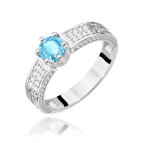 Pierścionek W0075 Topaz Swiss 0,50ct białe złoto 375