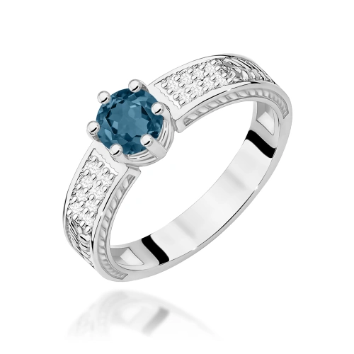 Pierścionek W0075 Topaz London Blue 0,50ct białe złoto