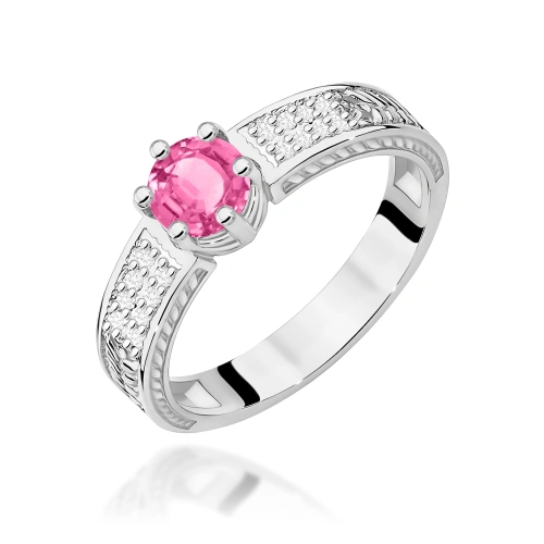 Pierścionek W0075 Różowy Topaz 0,60ct białe złoto