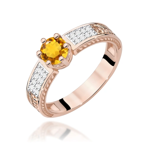 Pierścionek W0075 Cytryn 0,50ct różowe złoto