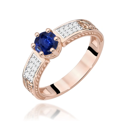 Pierścionek W0075 Szafir 0,50ct różowe złoto