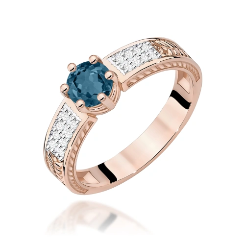 Pierścionek W0075 Topaz London Blue 0,50ct różowe złoto