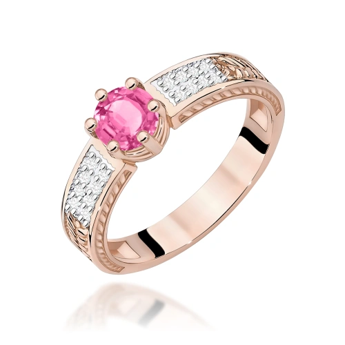 Pierścionek W0075 Różowy Topaz 0,60ct różowe złoto
