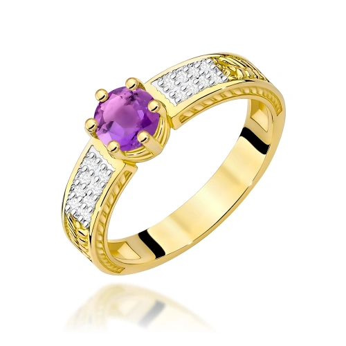 Žiedas W0075 Ametistas 0,50ct Geltonas auksas 375