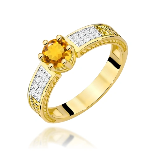 Pierścionek W0075 Cytryn 0,50ct żółte złoto 375