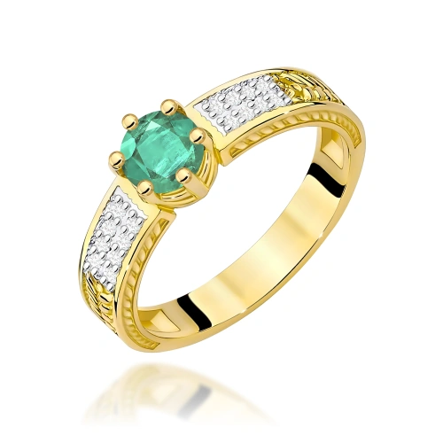 Pierścionek W0075 Szmaragd 0,50ct żółte złoto 375